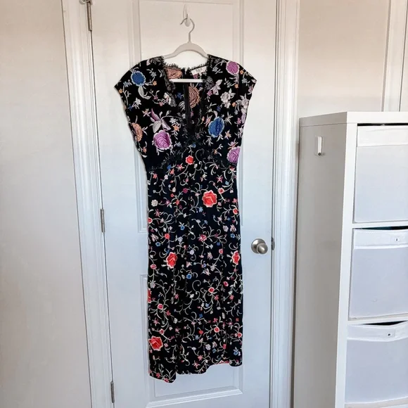 Sea New York Priscilla lace-trimmed embroidered crepe midi dress Sea New York Priscilla lace-trimmed embroidered crepe midi dress